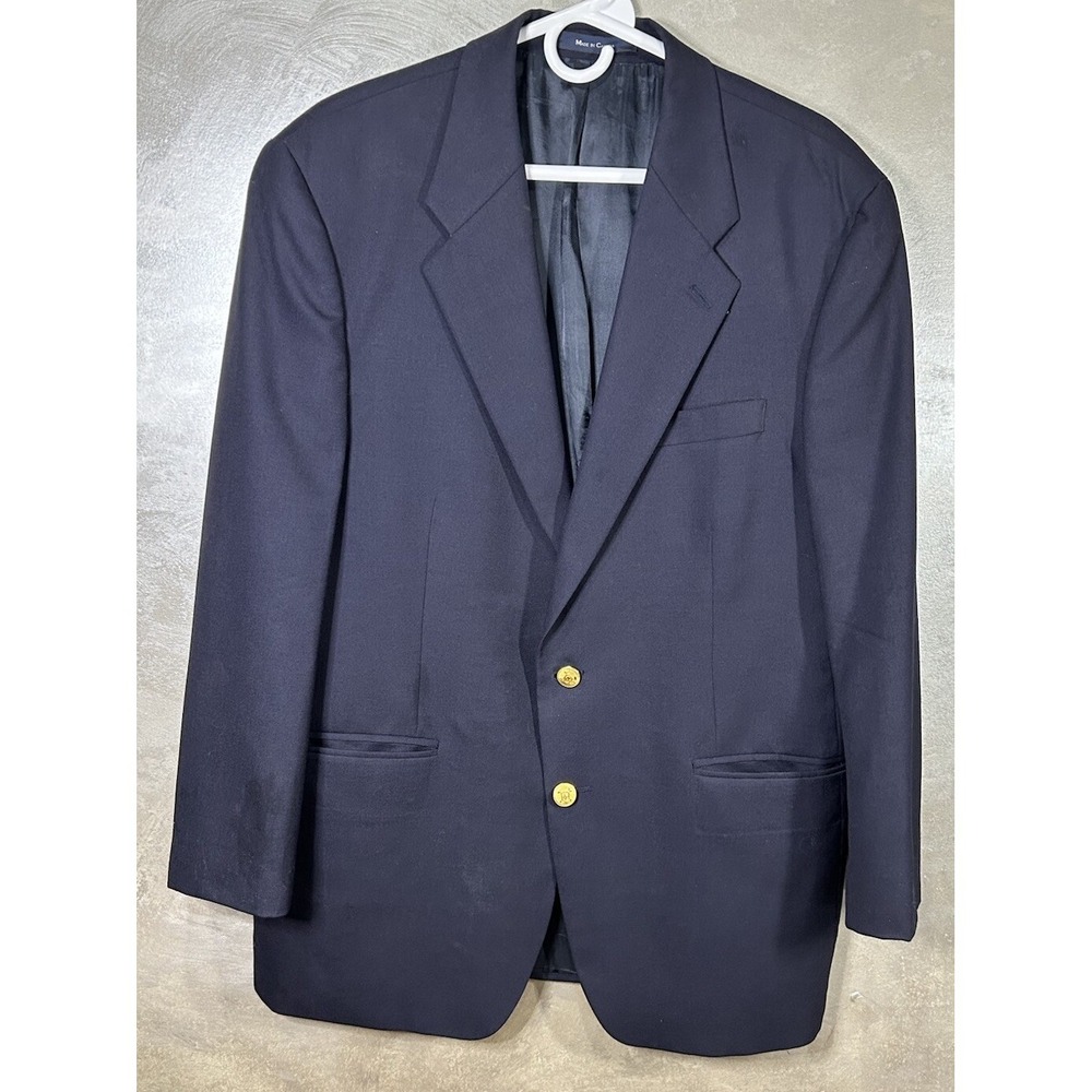 Chaps Ralph Lauren Mens 2 Button Pure Wool Blazer Sport Coat Jacket Blue